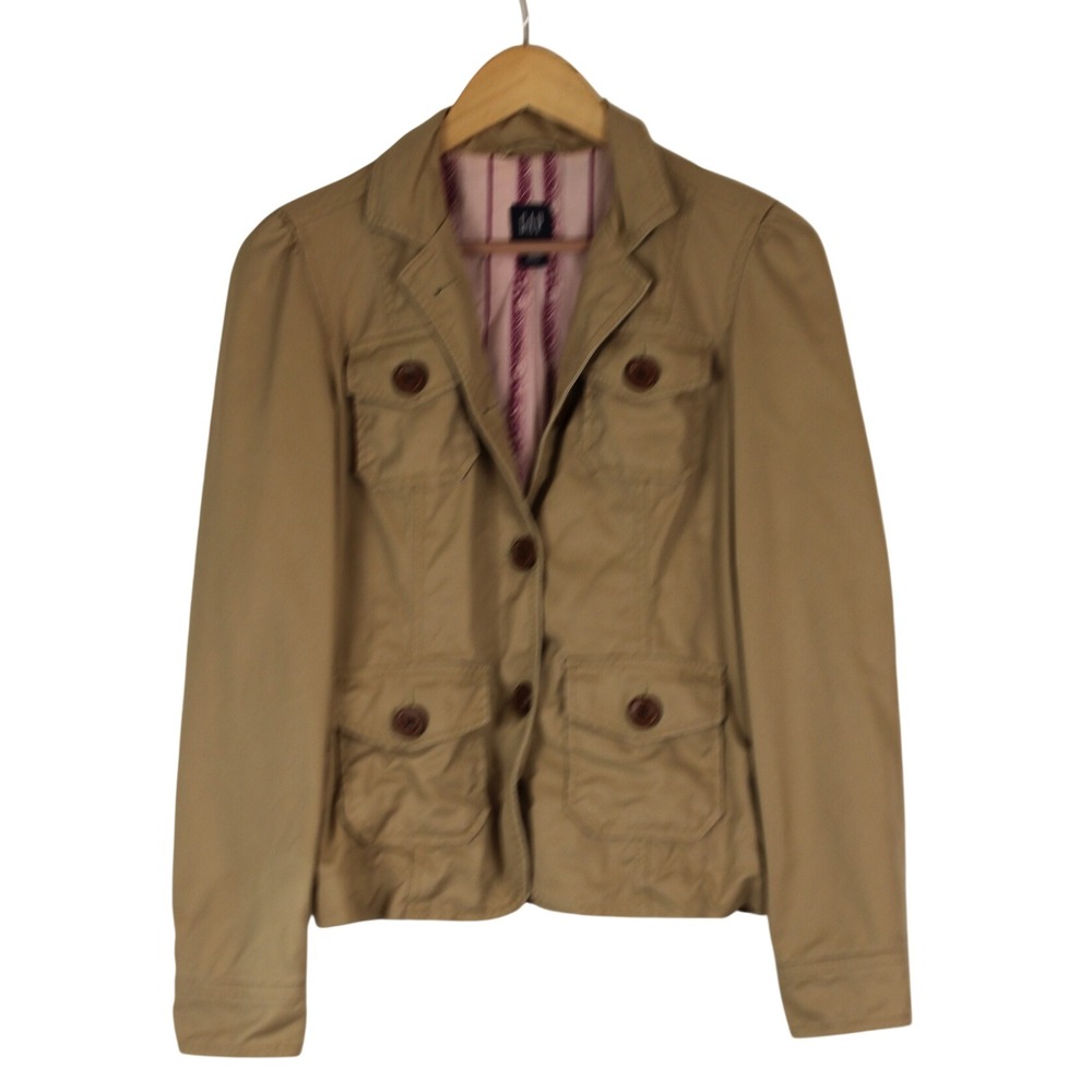 Gap Safari Gorpcore Cabincore Tan Fitted Structured Utility Jacket 4